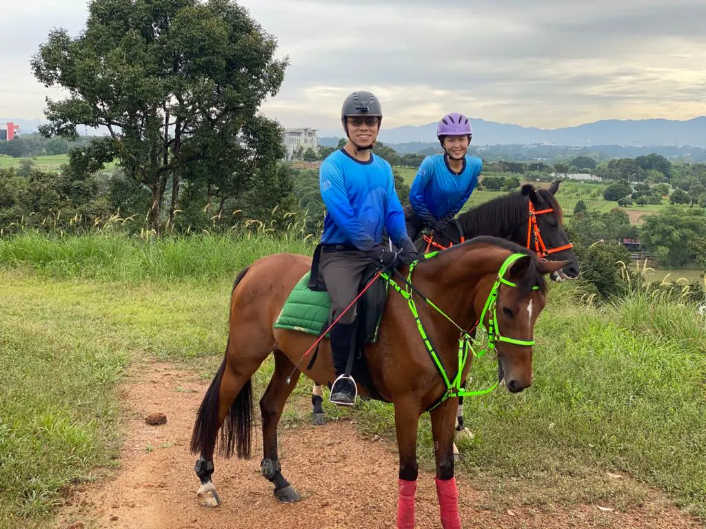 Experienced riders on a rougher trail path during an adventure horse ride